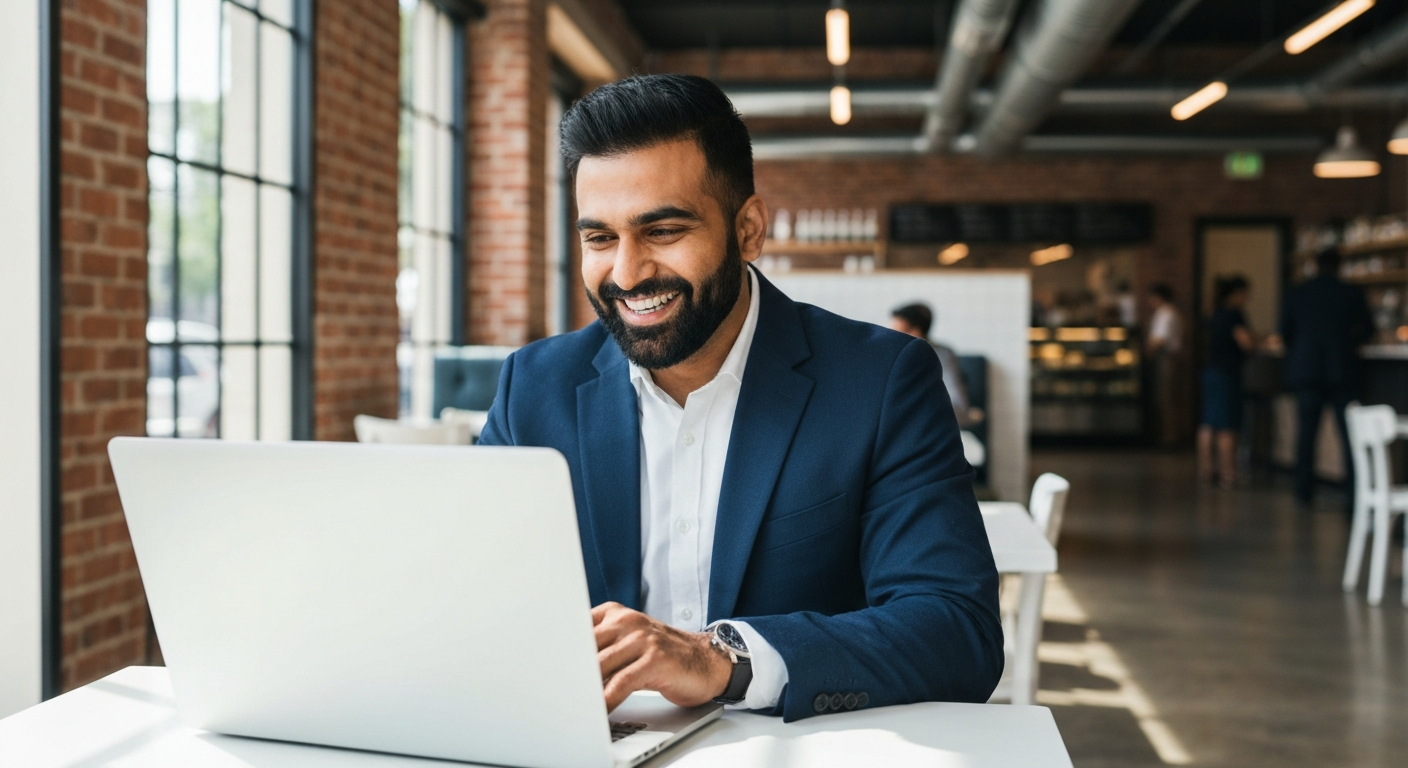 Restaurant manager designing email campaigns