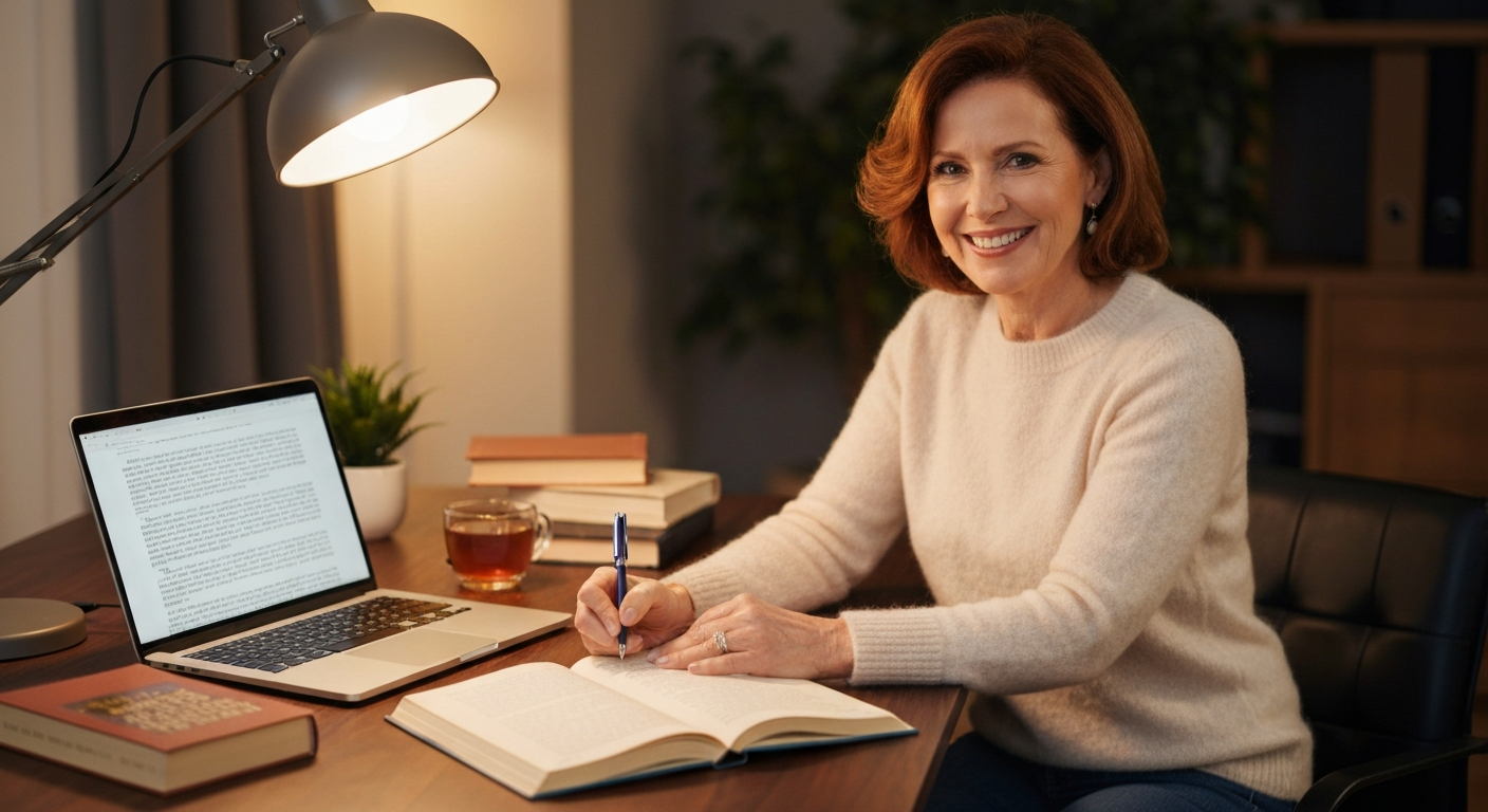 Professional copywriter at desk