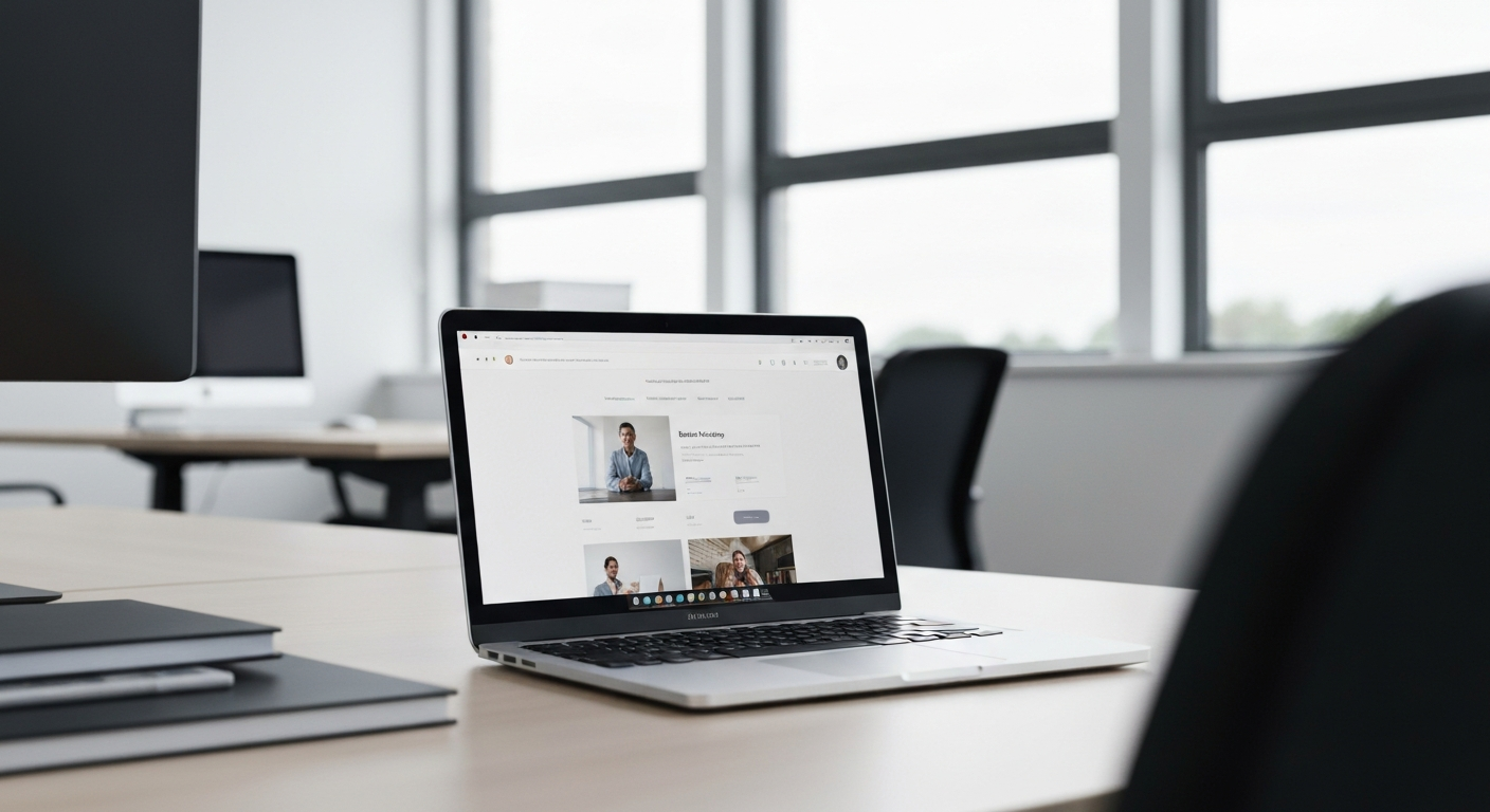 Professional UK office workspace showing a cheap professional website on a laptop for local businesses