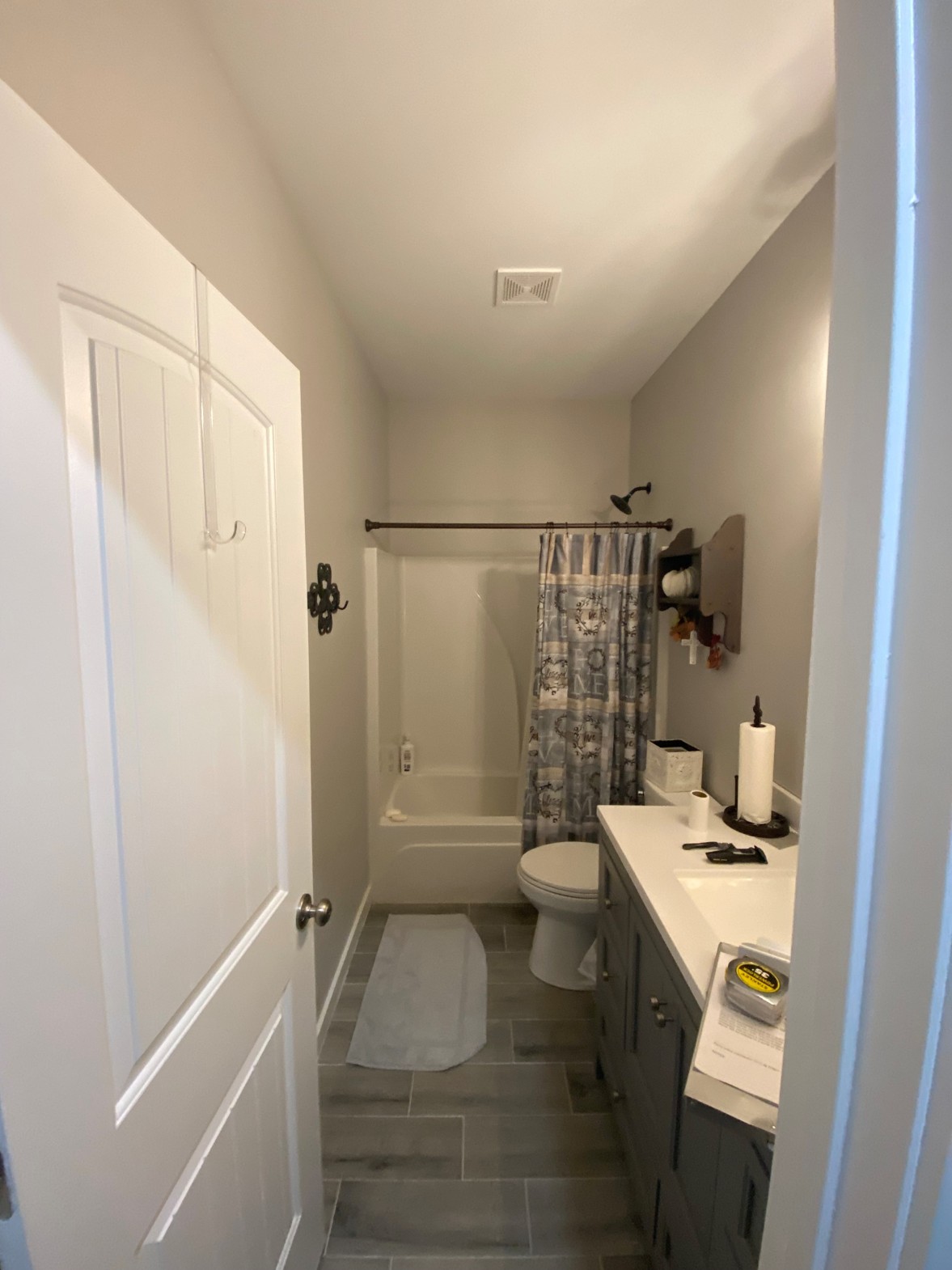 full bathroom remodel with vanity and tile flooring Acworth Georgia — Marshall's Handyman Service