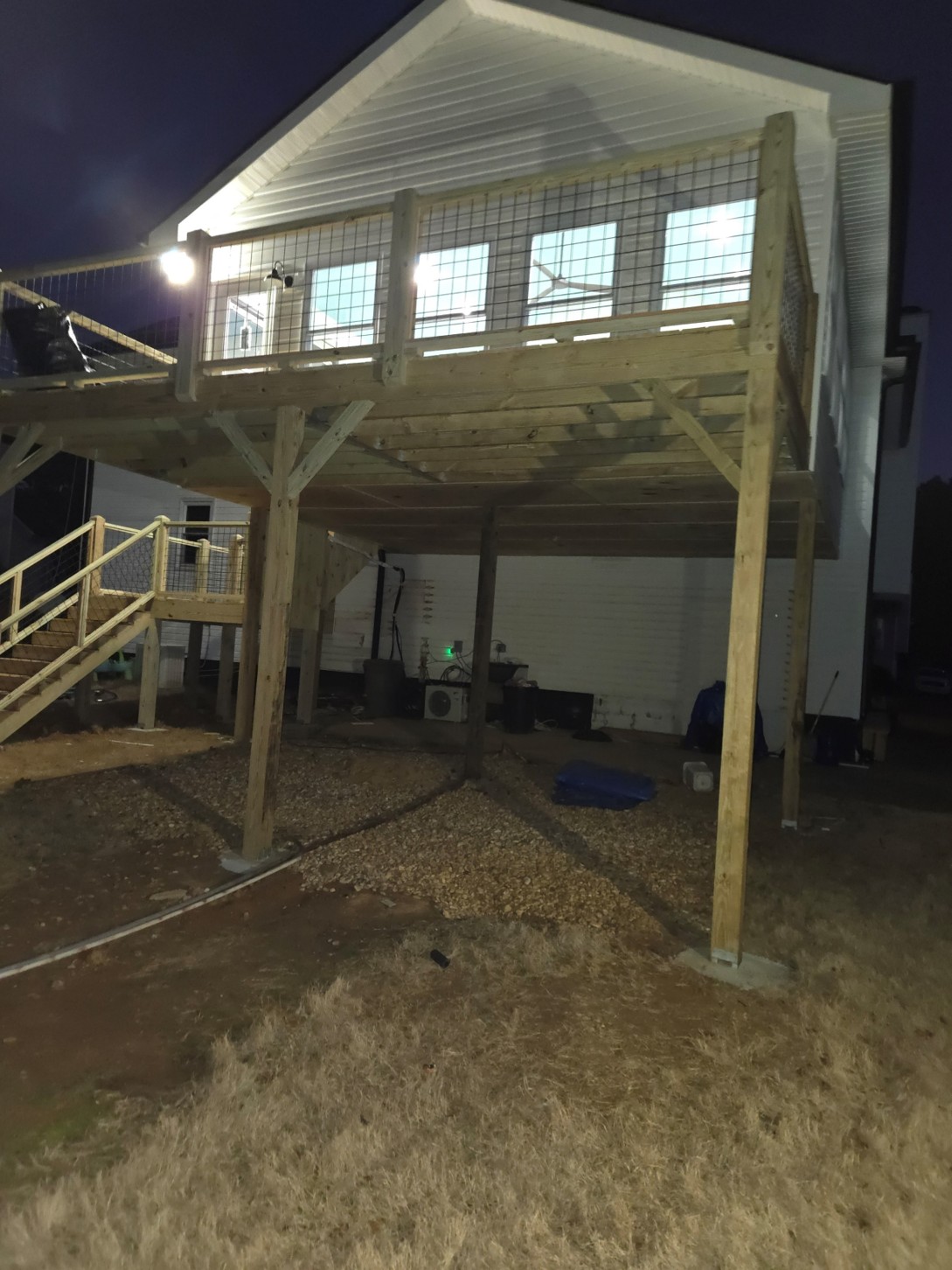 custom elevated second story deck with wire railing Canton Georgia — Marshall's Handyman Service