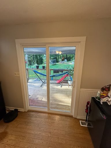 sliding glass door and backyard deck with hammocks Cartersville Georgia — Marshall's Handyman Service