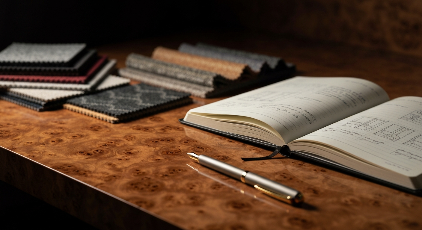 Interior design materials on wooden desk
