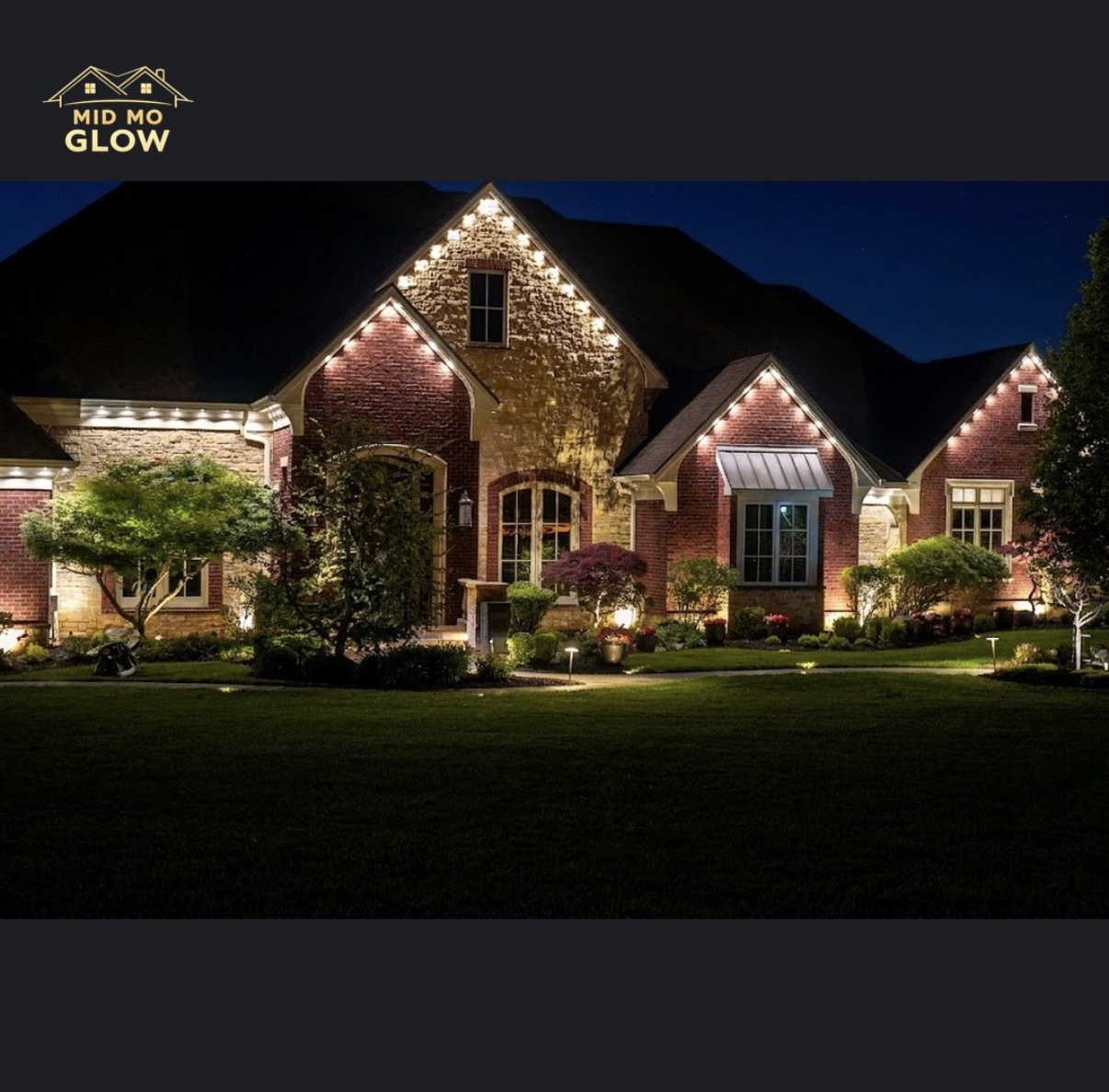 Professional LED lighting installation on home exterior