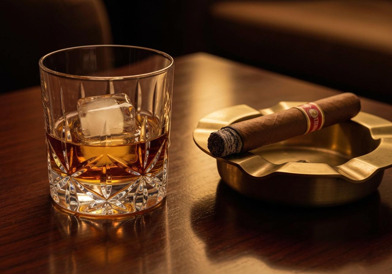Craft cocktail and cigar