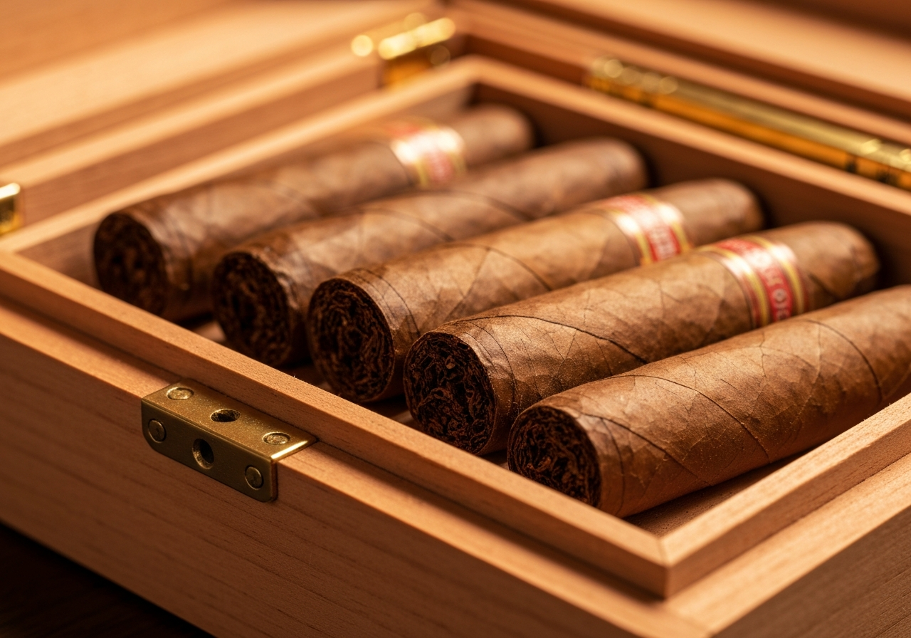 Premium cigars in humidor