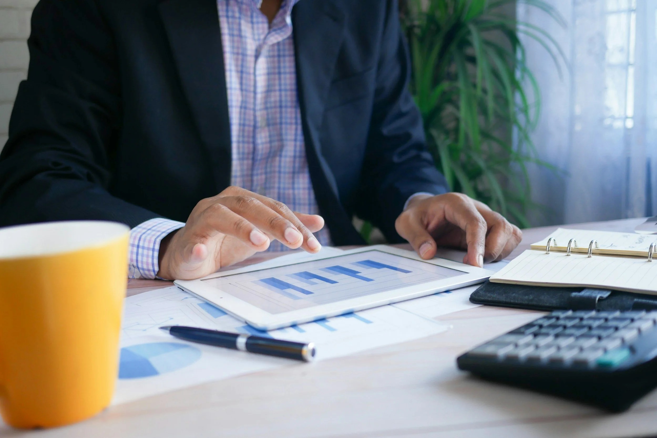 Fractional CFO financial dashboard and KPI tracking on a tablet