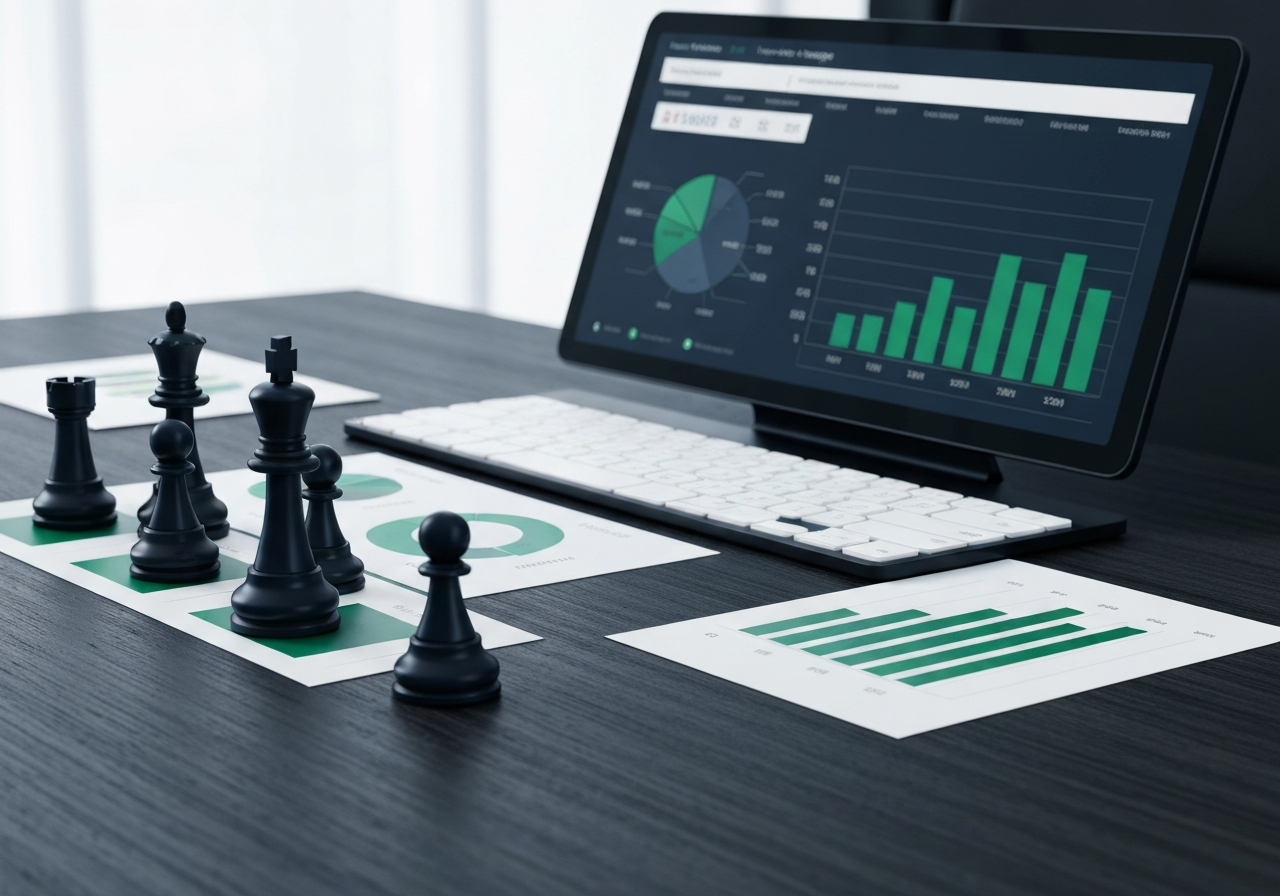 Abstract financial strategy and cost comparison dashboard