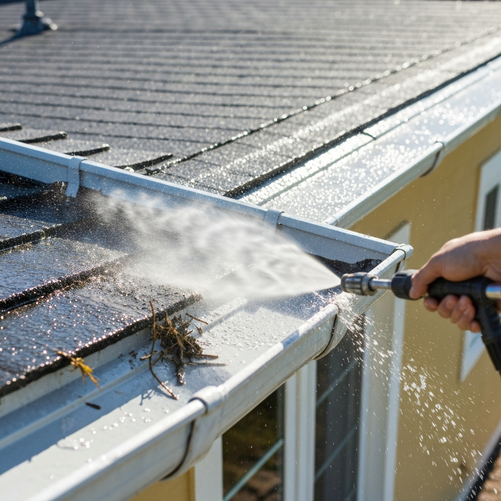 Professional soffit washing and gutter cleaning service
