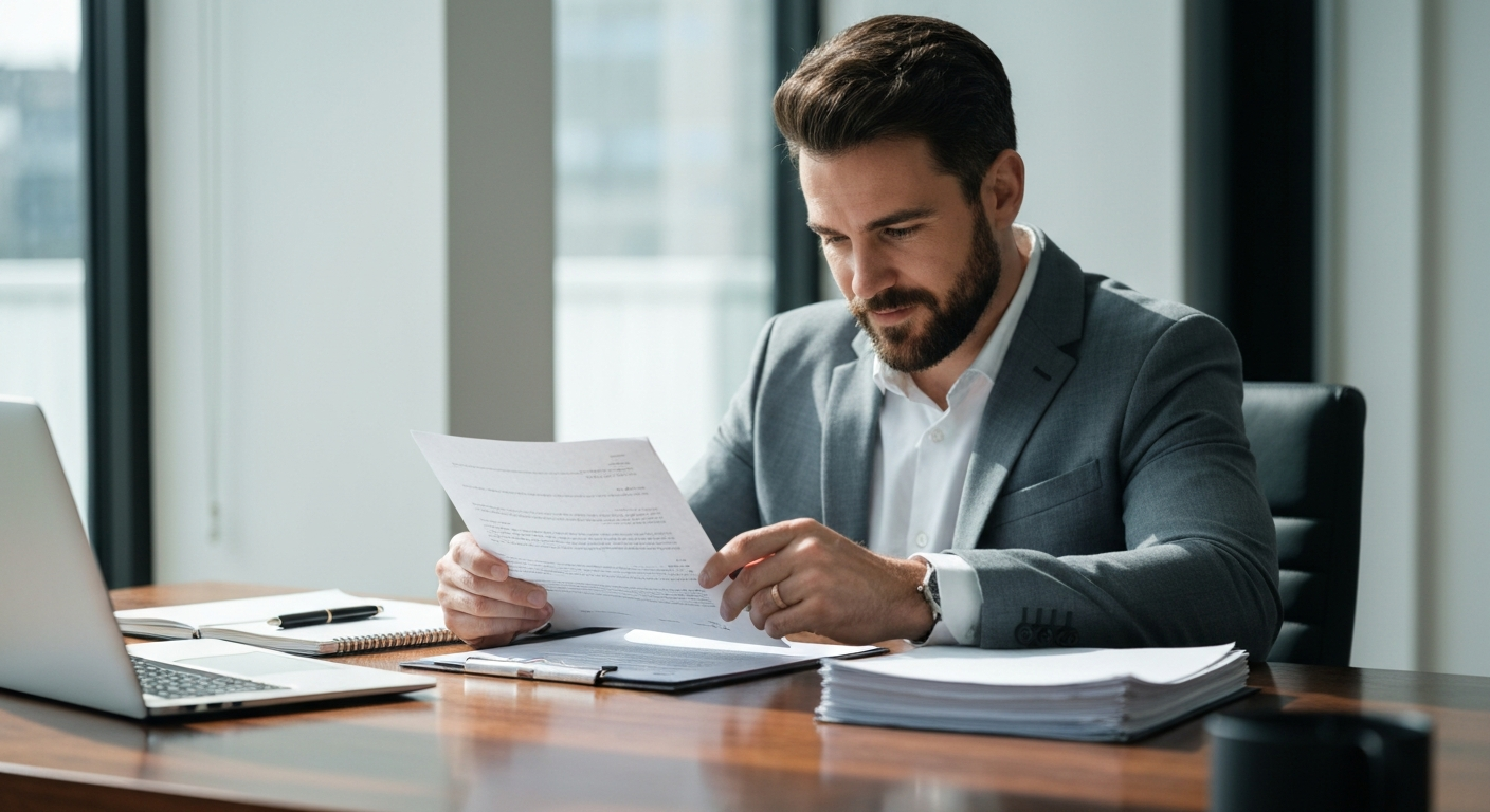 Business owner reviewing SMSF property lending documents