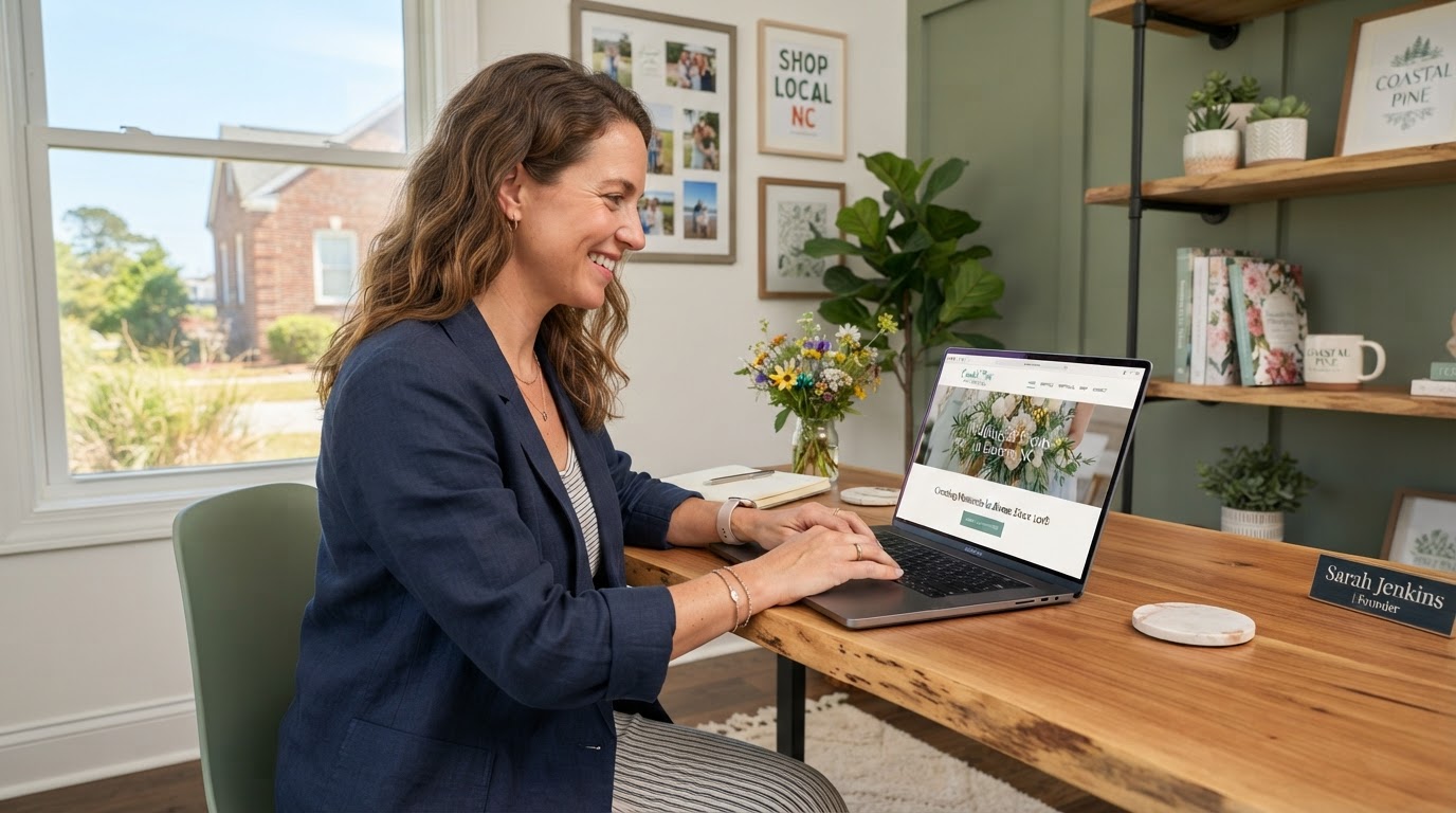 Small business owner in Eastern NC working on a professional website and automation systems
