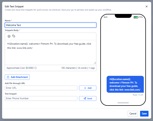 SMS Snippets