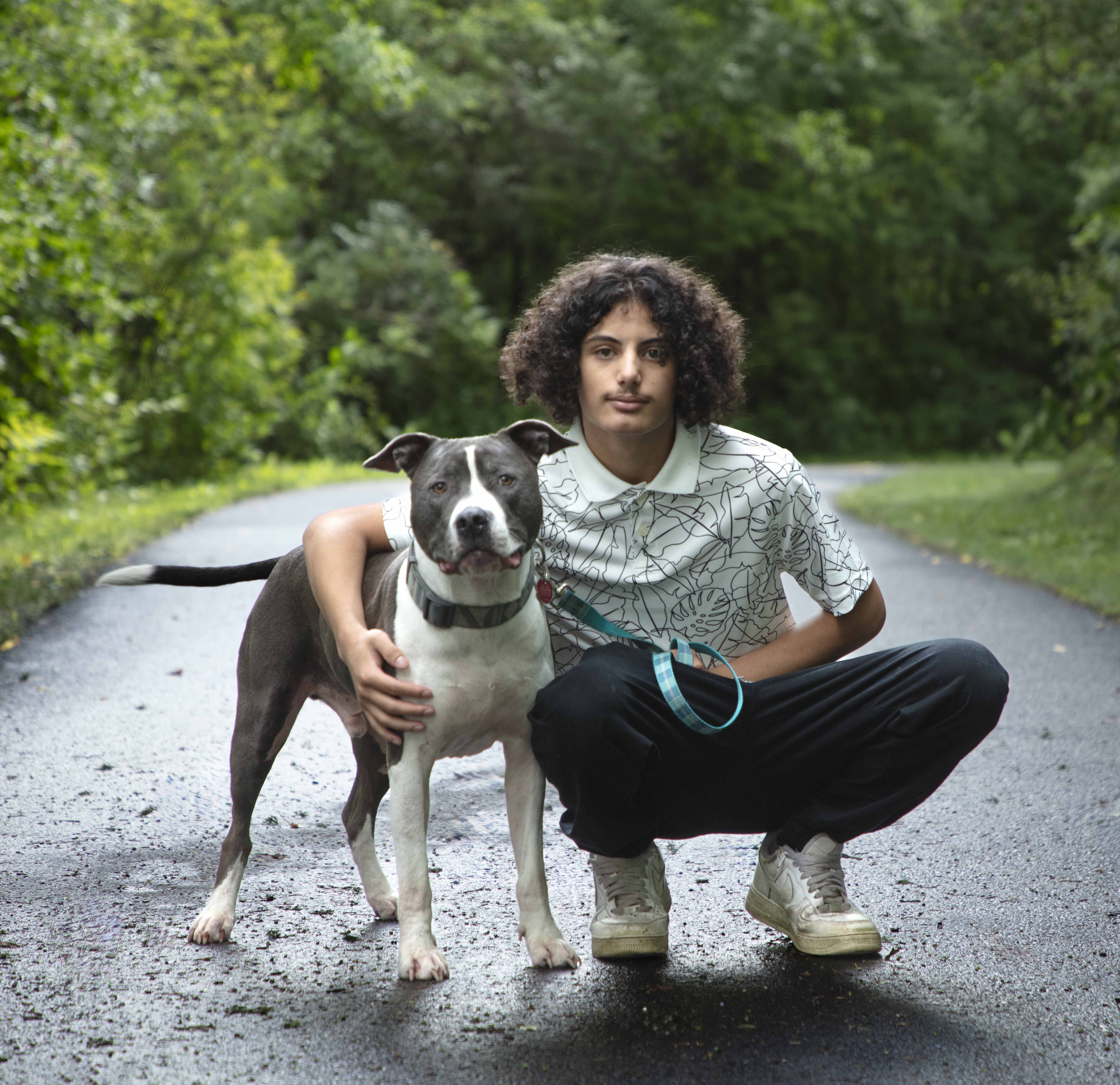Senior boy with his dog