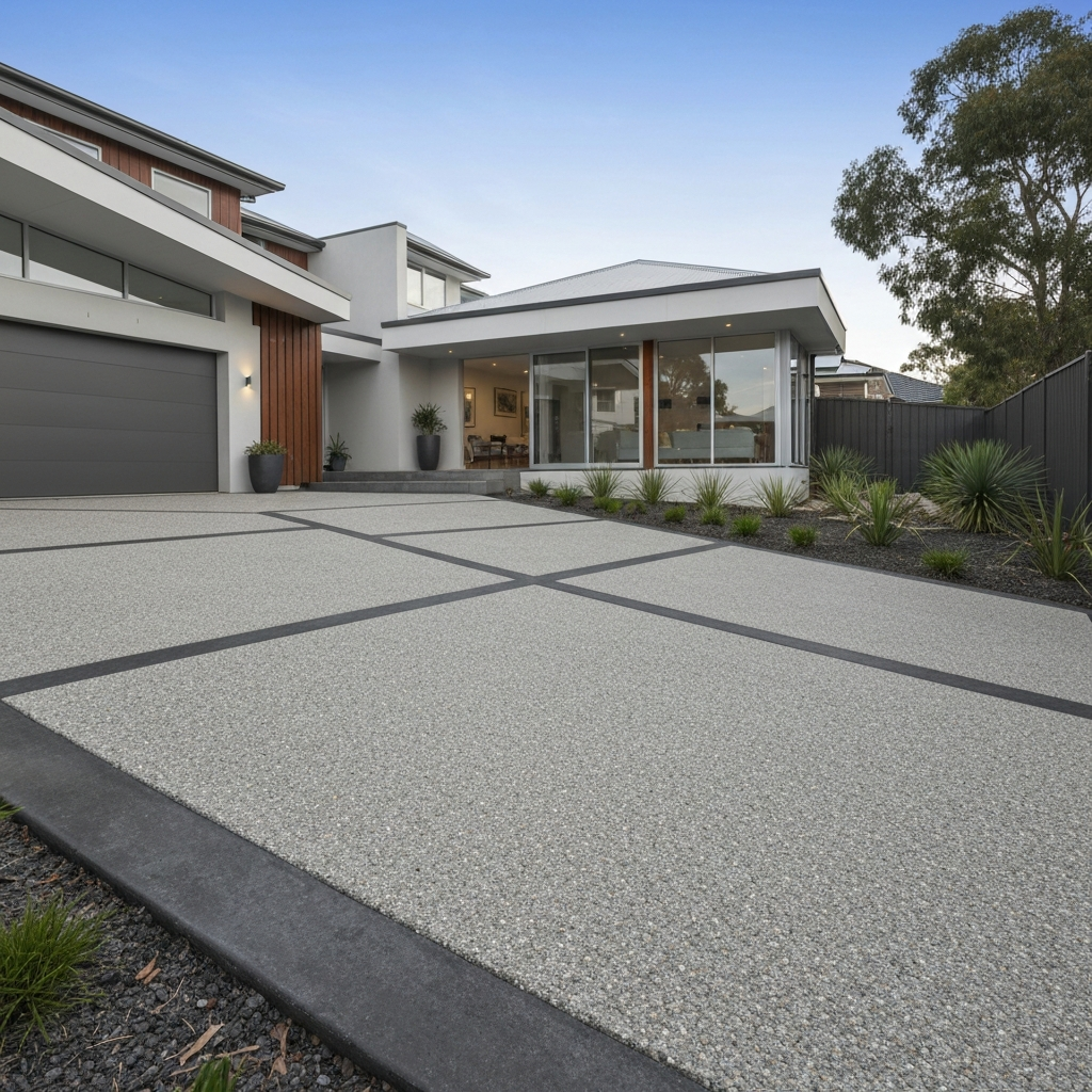 Finished concrete driveway in Western Sydney