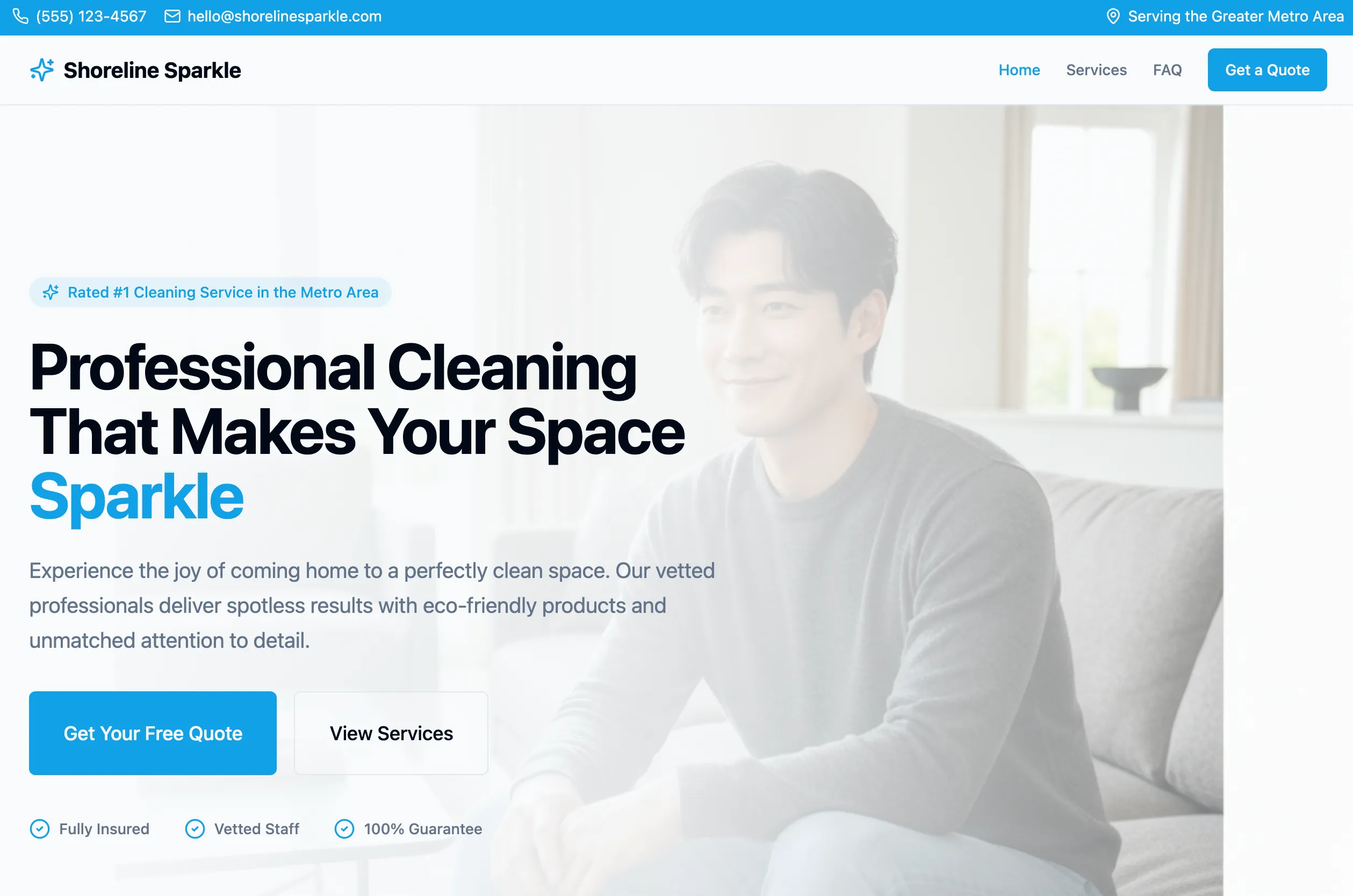 Sparkle Cleaning Website Preview
