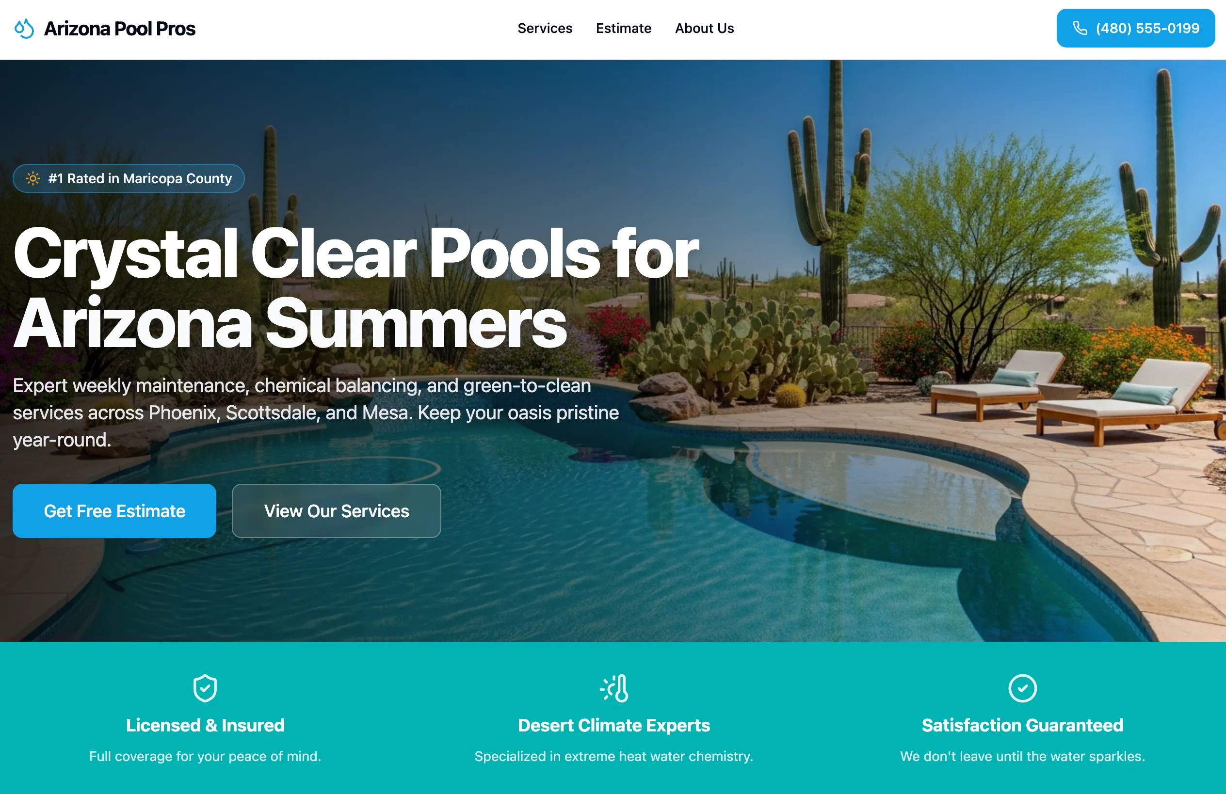 Arizona Pool Cleaner Website Preview