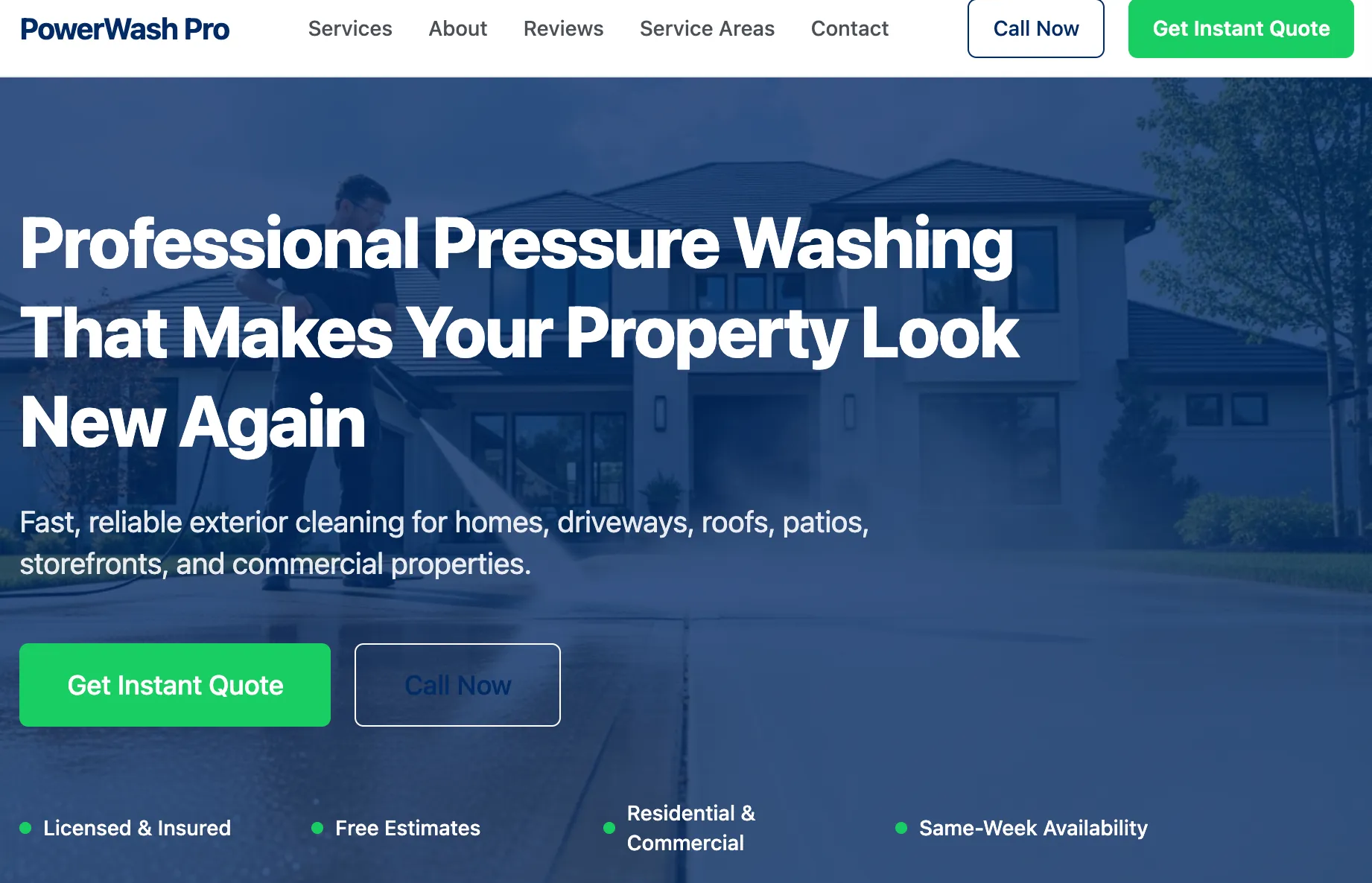 Power Wash Pro Website Preview