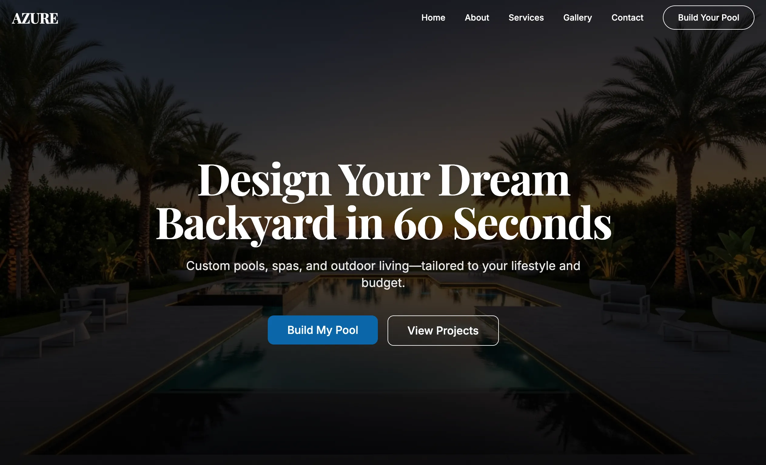 Custom Oasis Pools Website Preview