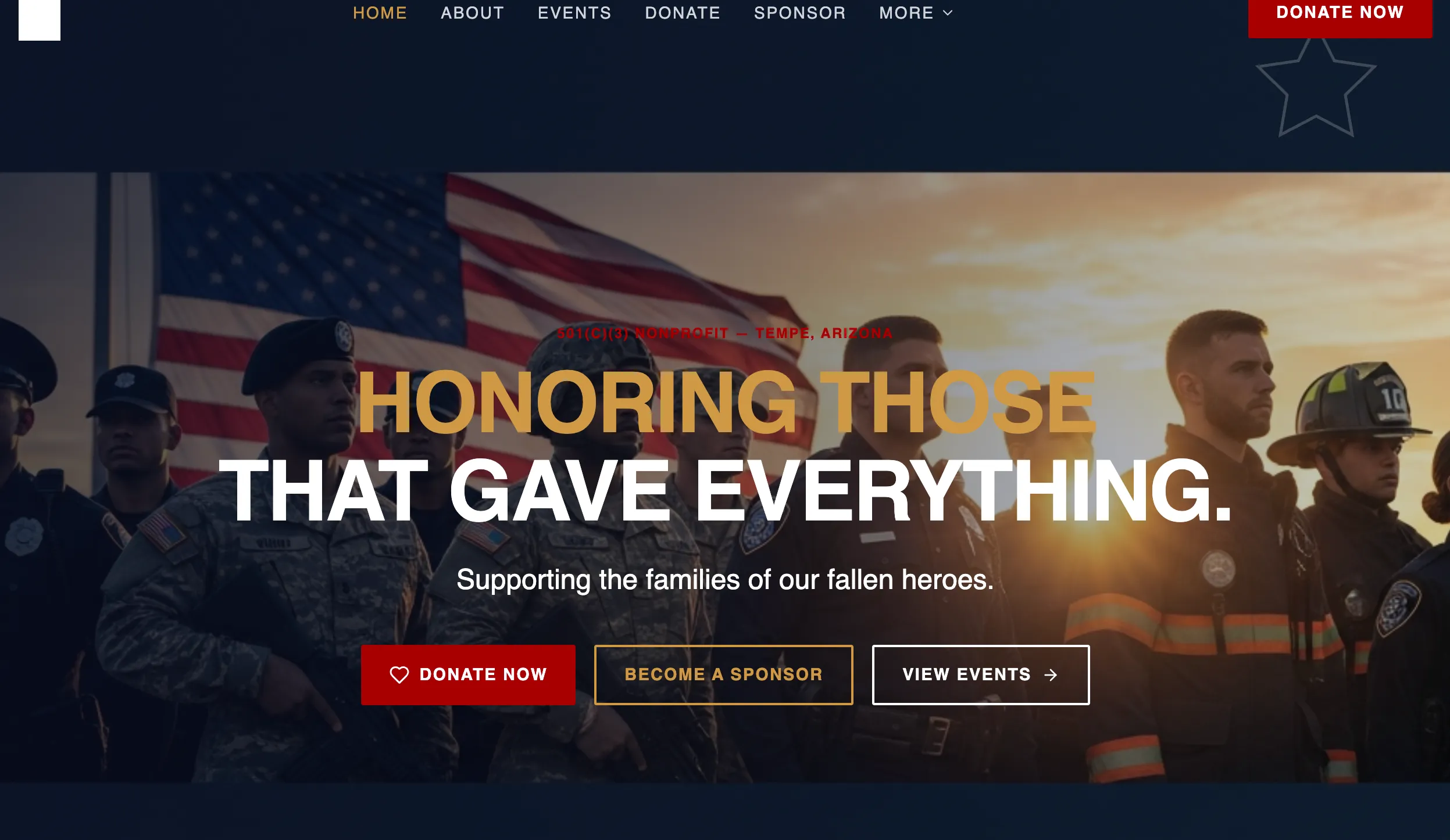 Honor The Fallen Website Preview