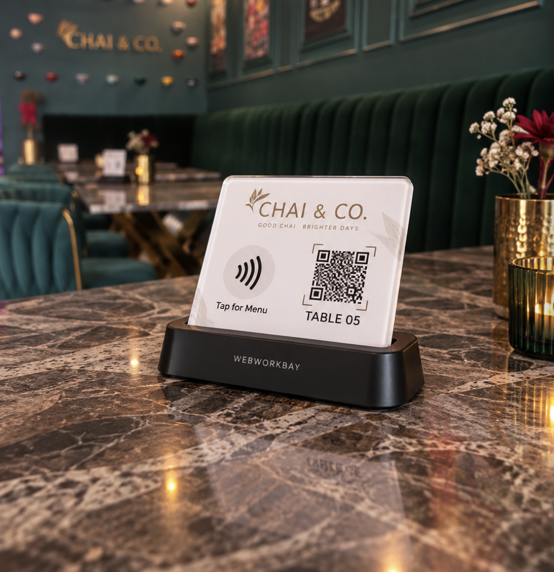 Chai & Co restaurant interior with WebWorkBay TAP table piece Table 05
