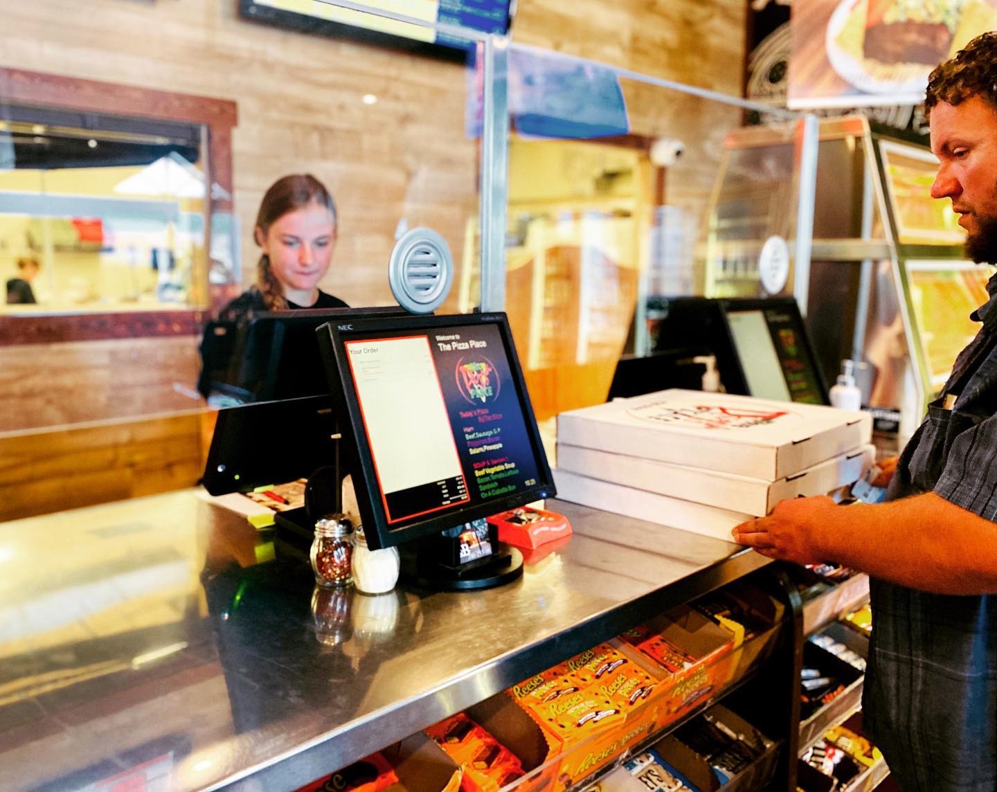 Ordering at the counter at The Pizza Place