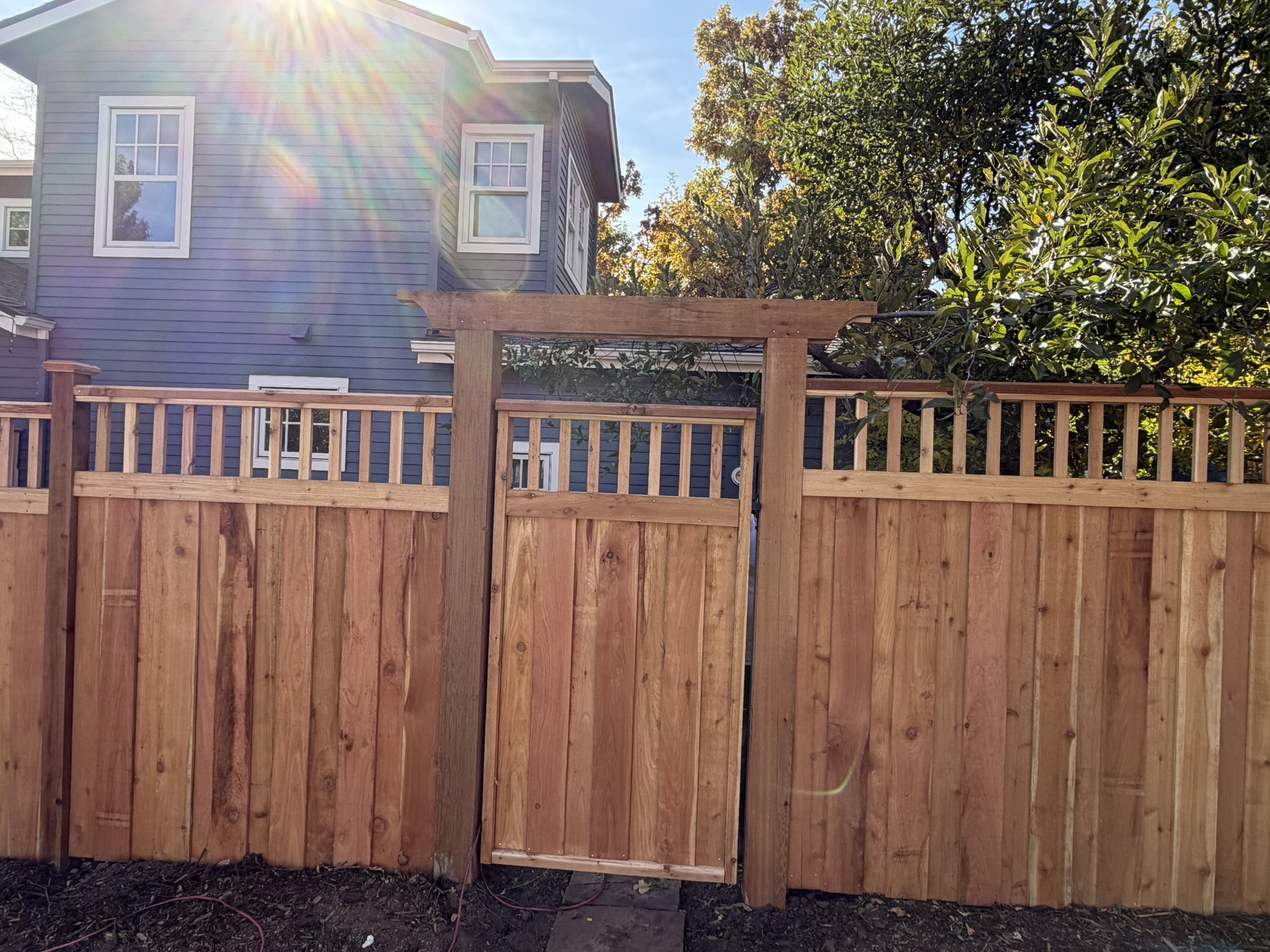 Cedar Privacy Fence with Custom Top