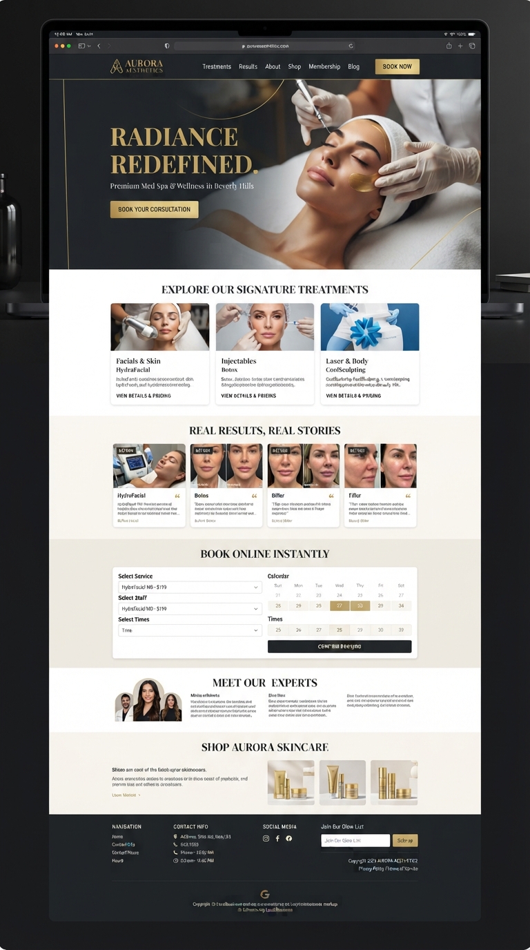 Serenity Med Spa website redesign before and after — after