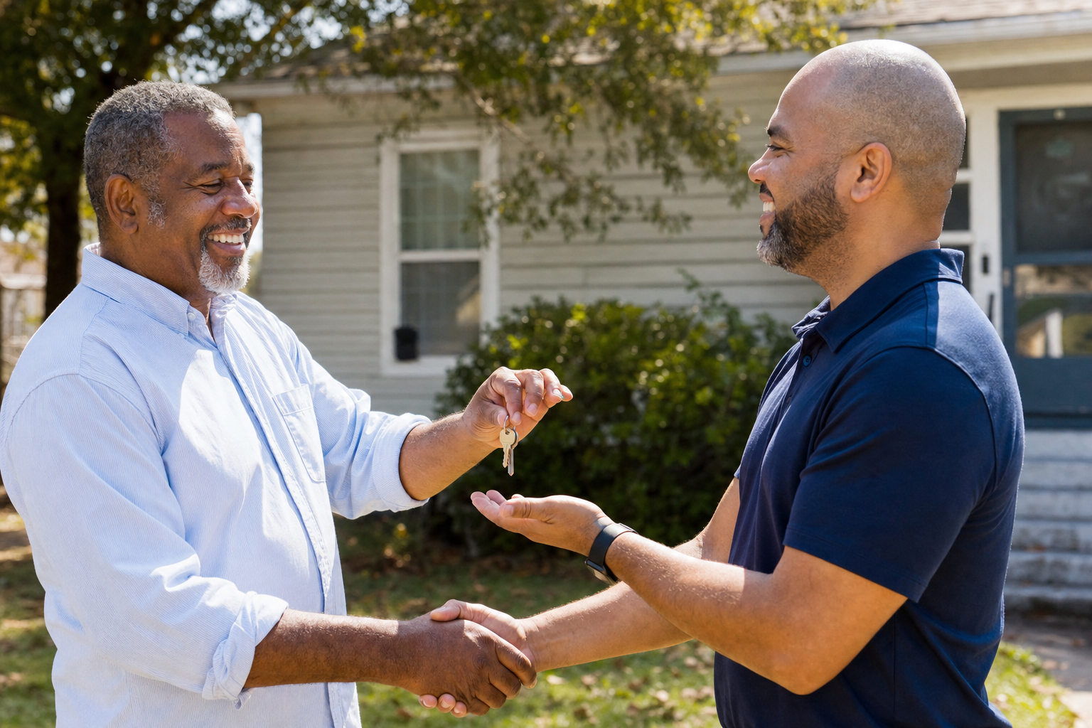 Relieved homeowner smiling