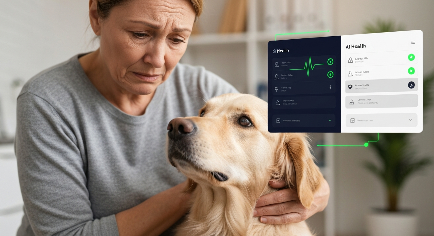 Concerned dog owner using VetSmart AI Assistant