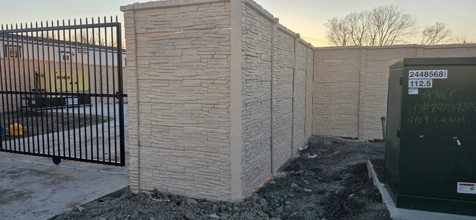 Commercial fencing project Texas DFW - concrete & precast in Mansfield
