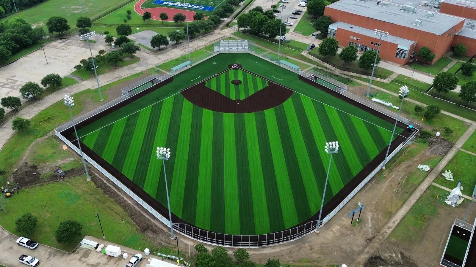 Commercial fencing project Texas DFW - sports enclosures in Fort Worth