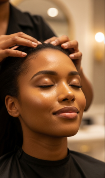 Hair treatment in progress