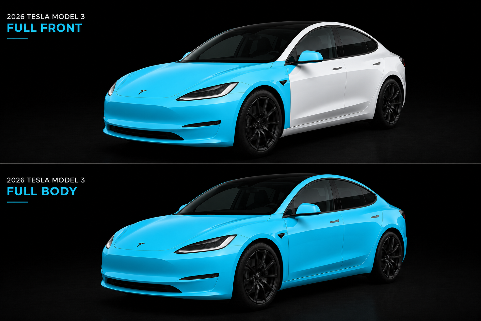Tesla Model 3 Full Front Kit paint protection film coverage