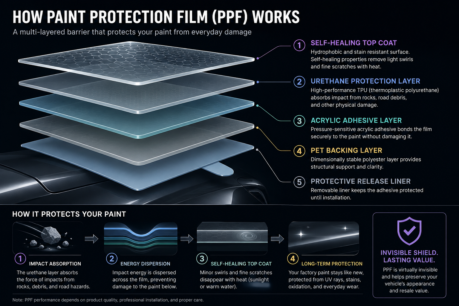 How Paint Protection Film (PPF) Works - Anatomy Diagram