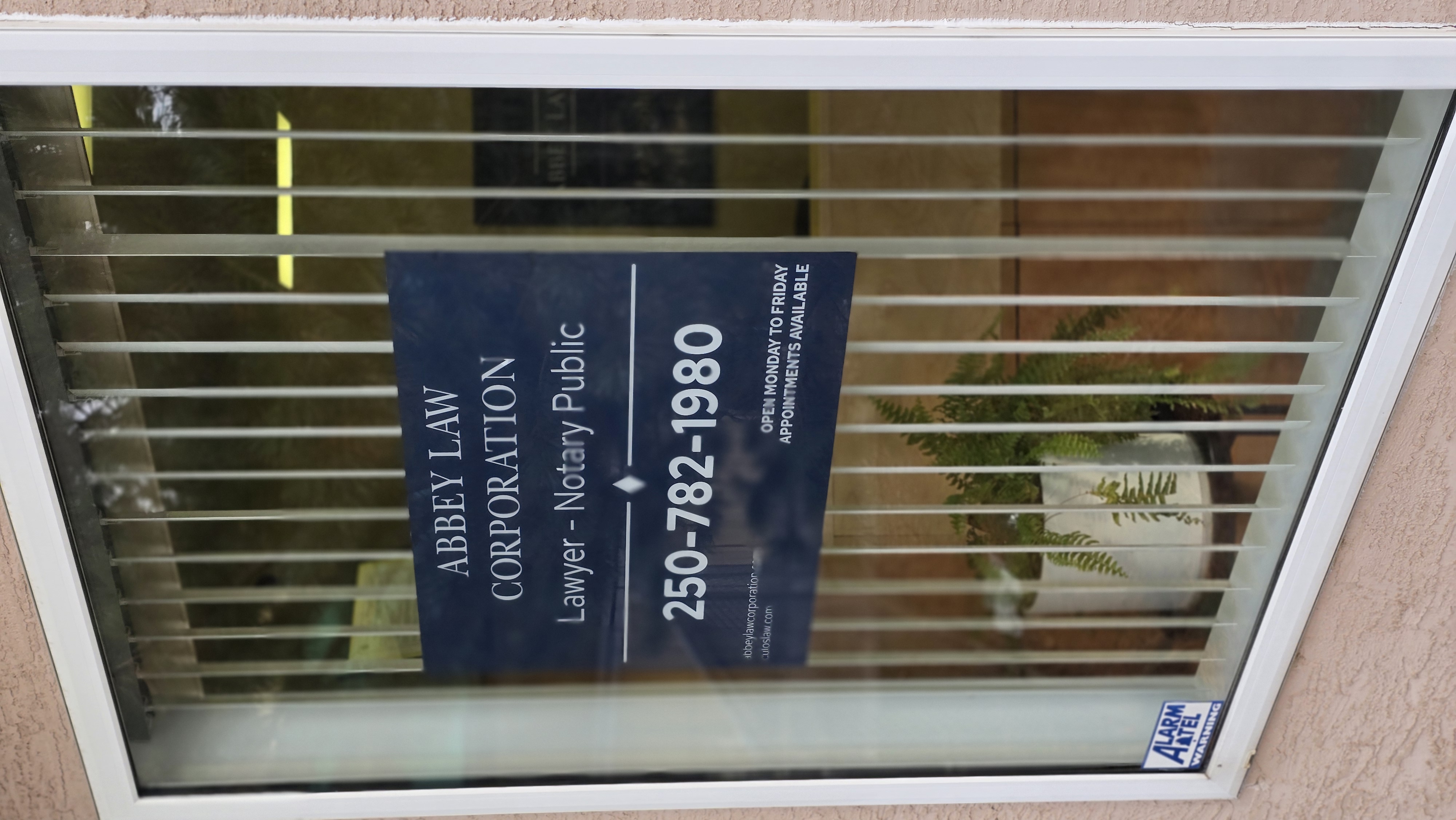 Abbey Law Corporation Vernon Office Window