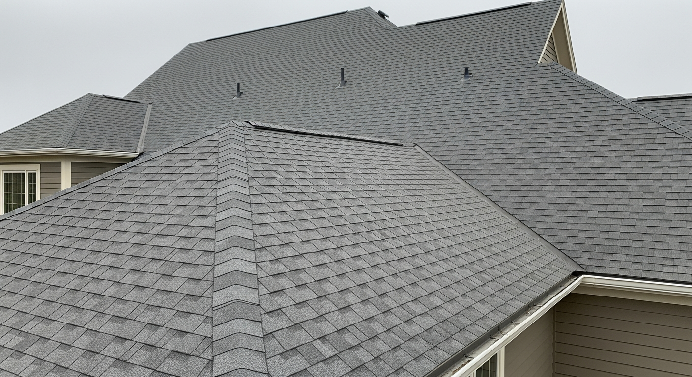Finished asphalt shingle roof on a Minnesota home