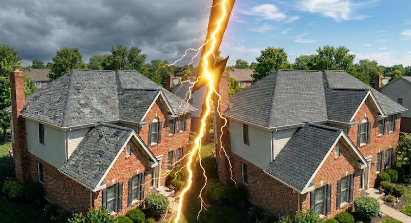 Hail damage on asphalt shingle roof