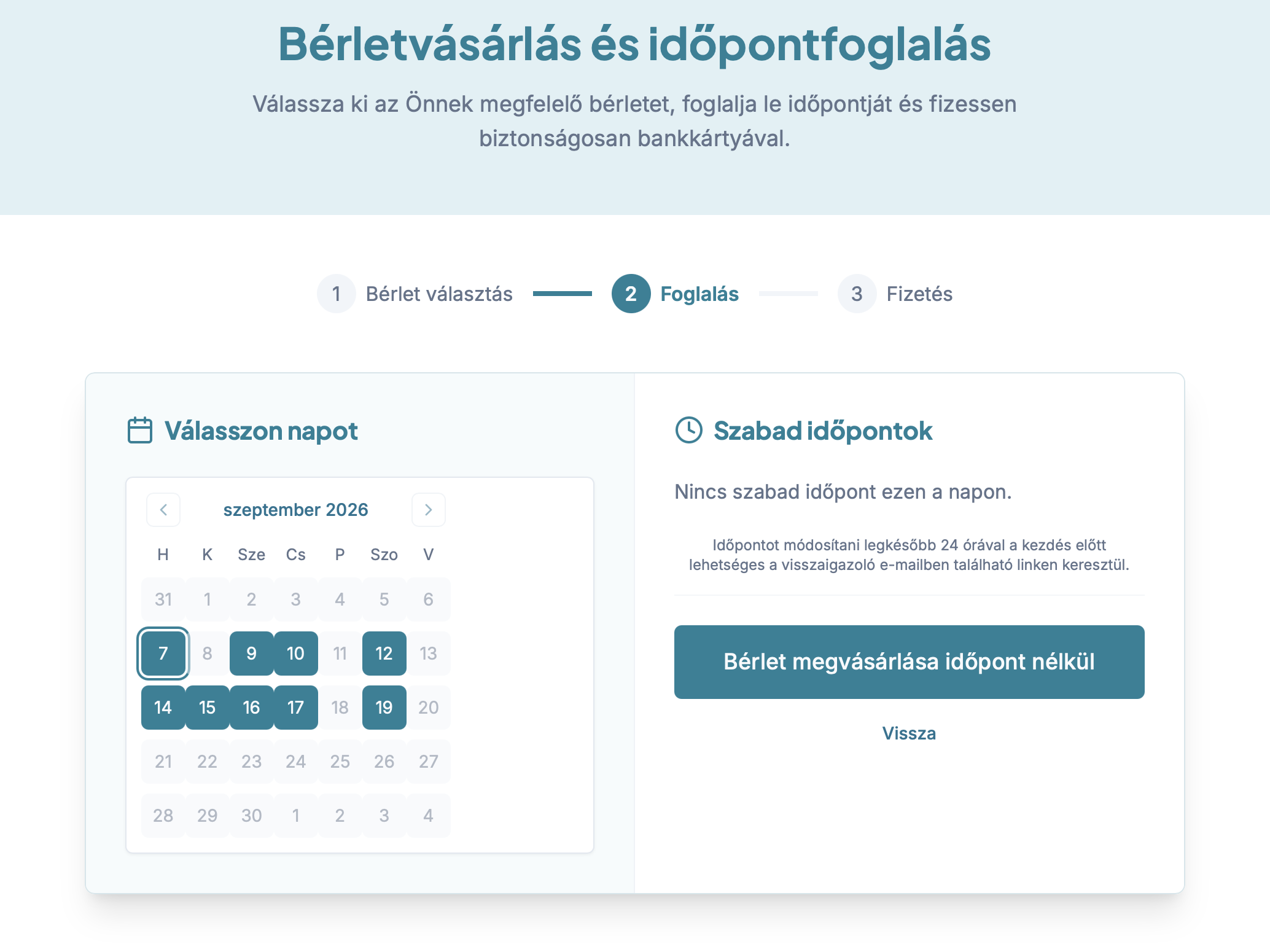 Bérletvásárlás opciók