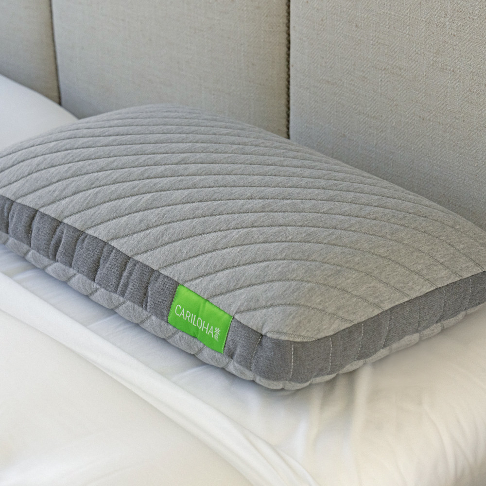 Cariloha Retreat Memory Foam Pillow with All-Natural Kapok, gray quilted