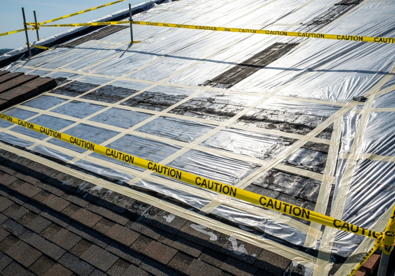 Professional asbestos removal safety process in Broussard