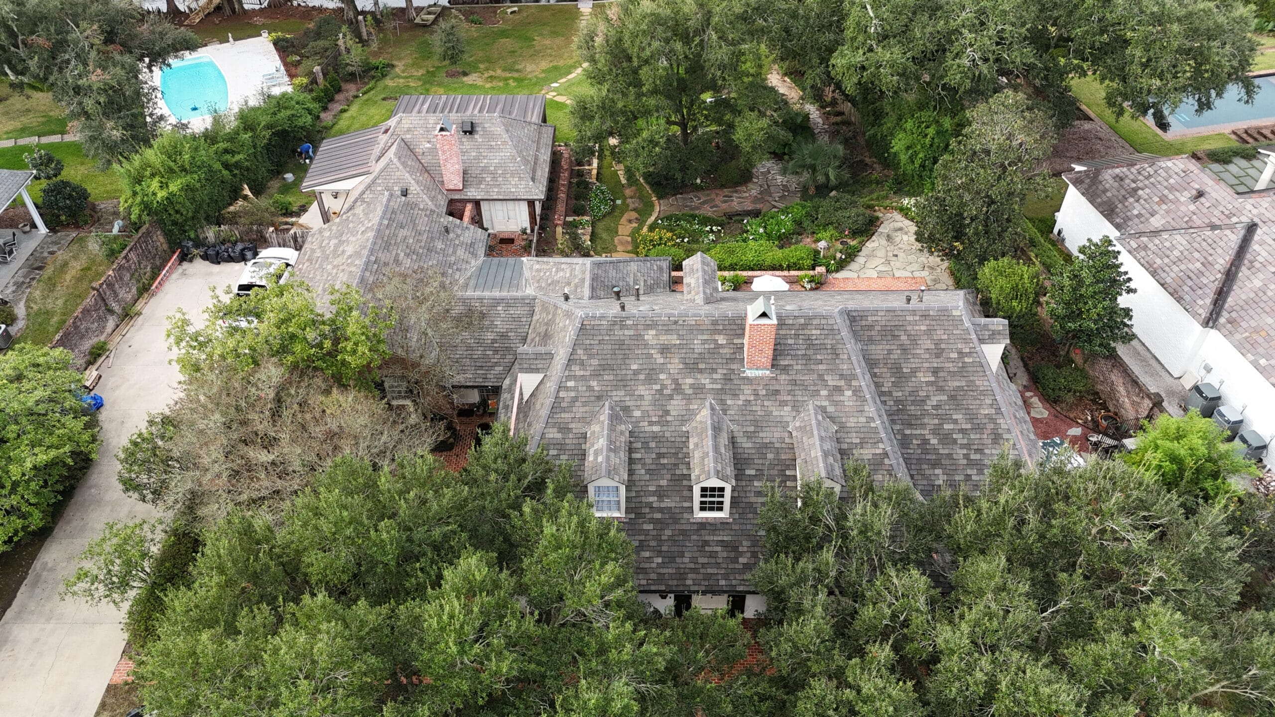 Elegant slate roofing on a luxury home