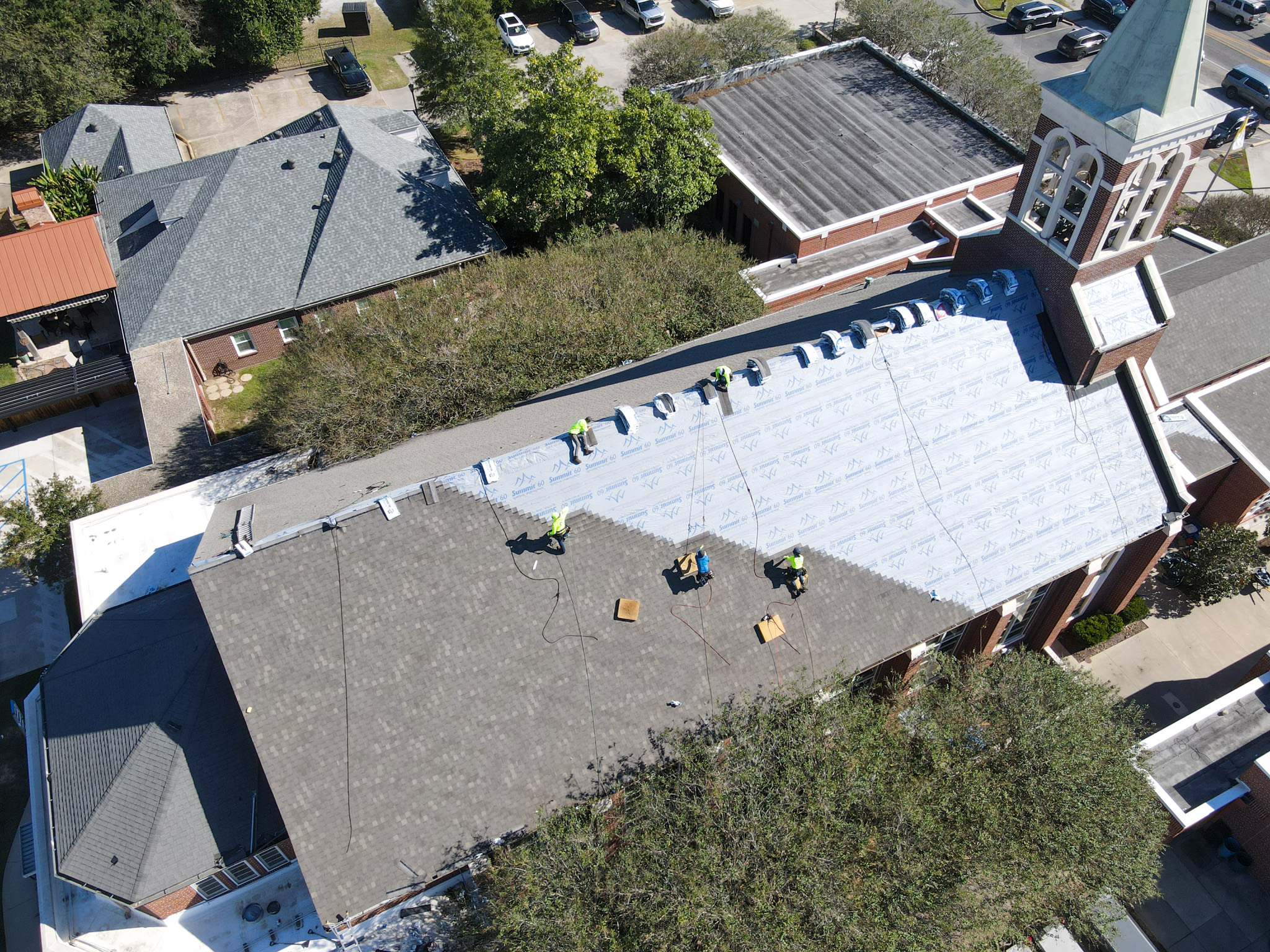 Church steeple and roof restoration project in Acadiana