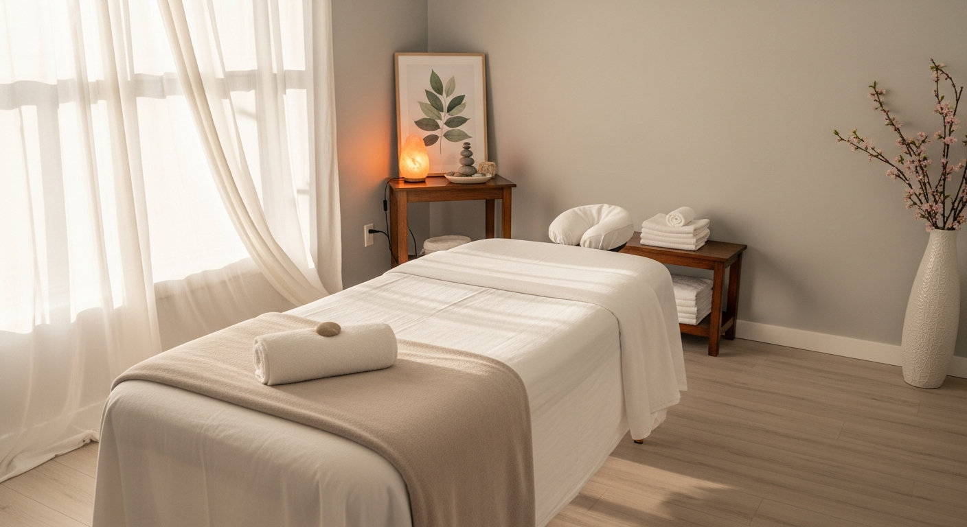 Peaceful home massage setting