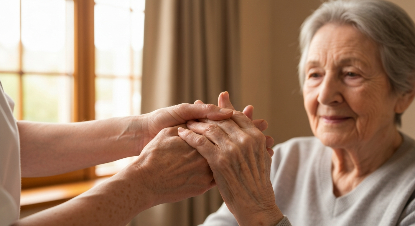 Gentle hand massage for senior
