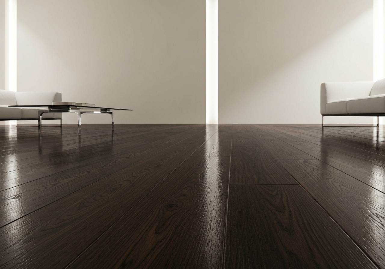 Seamless engineered wood flooring throughout an open floor plan