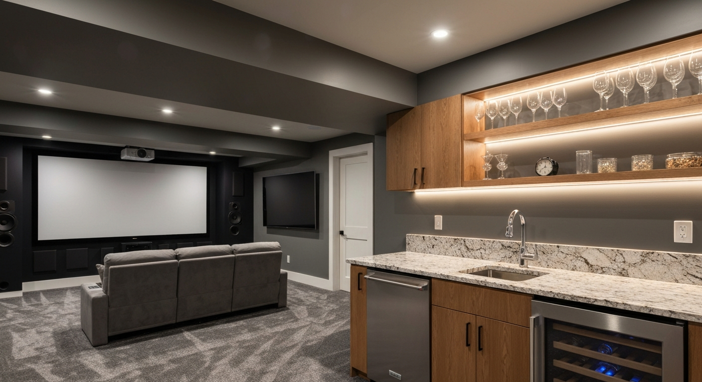 High-end finishes in a custom garage conversion project