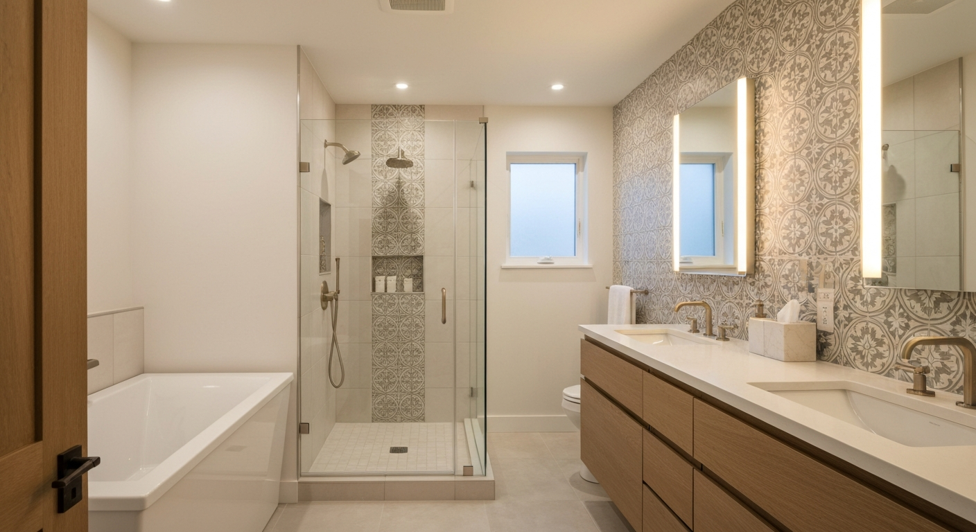 Luxury bathroom sanctuary renovation with freestanding tub