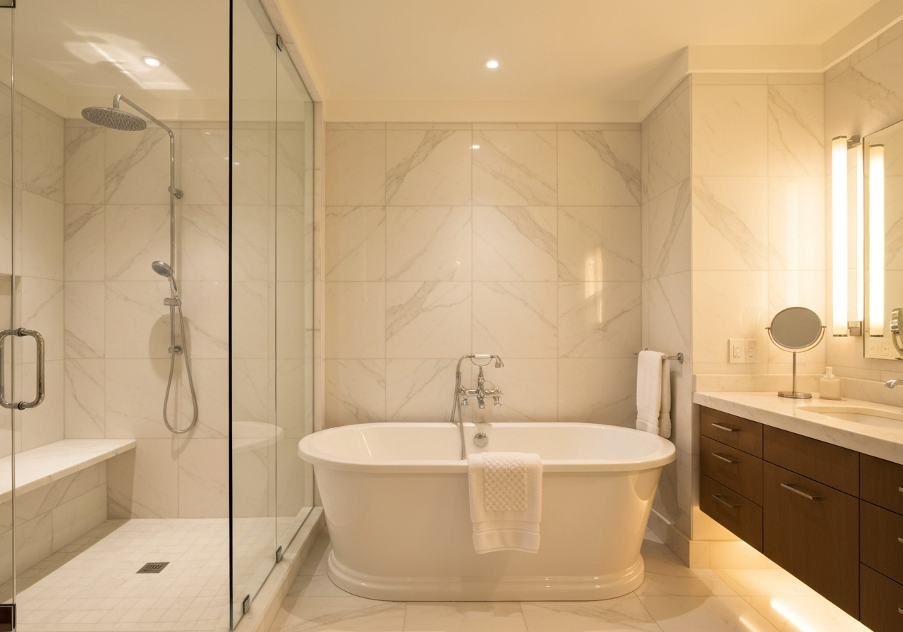 Modern luxury bathroom renovation inspiration in Surrey