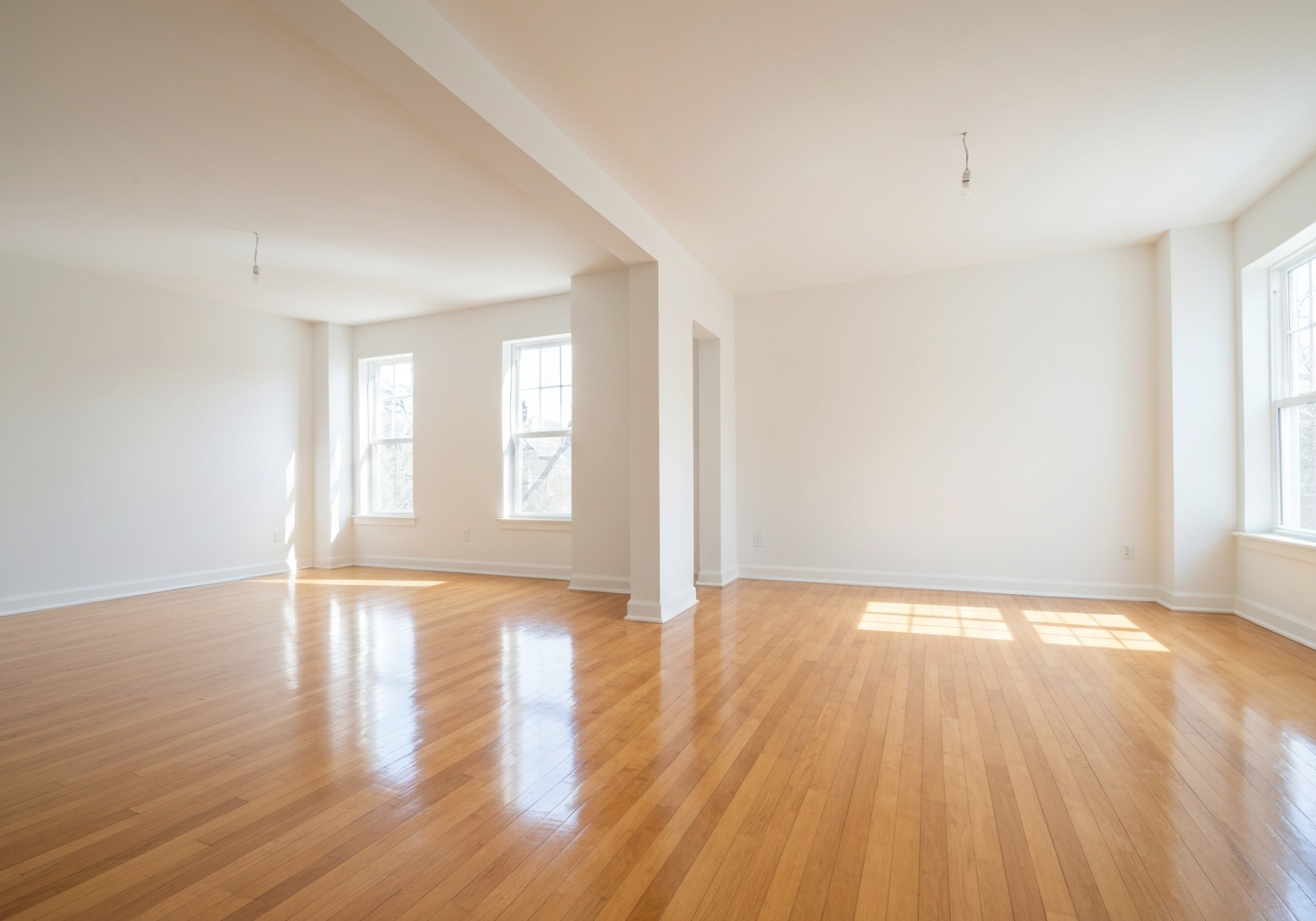 Spotless room after post-renovation construction cleanup