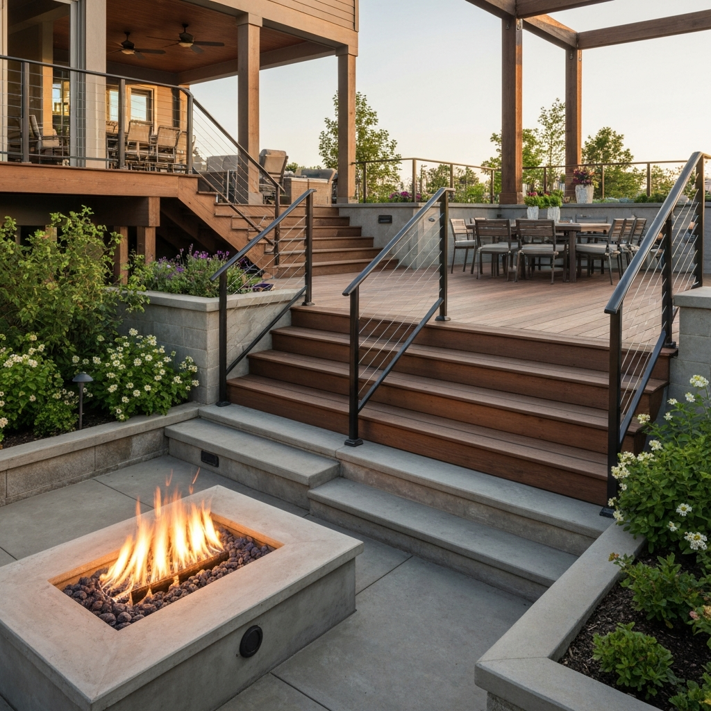 Spacious multi-level deck designed for outdoor entertaining